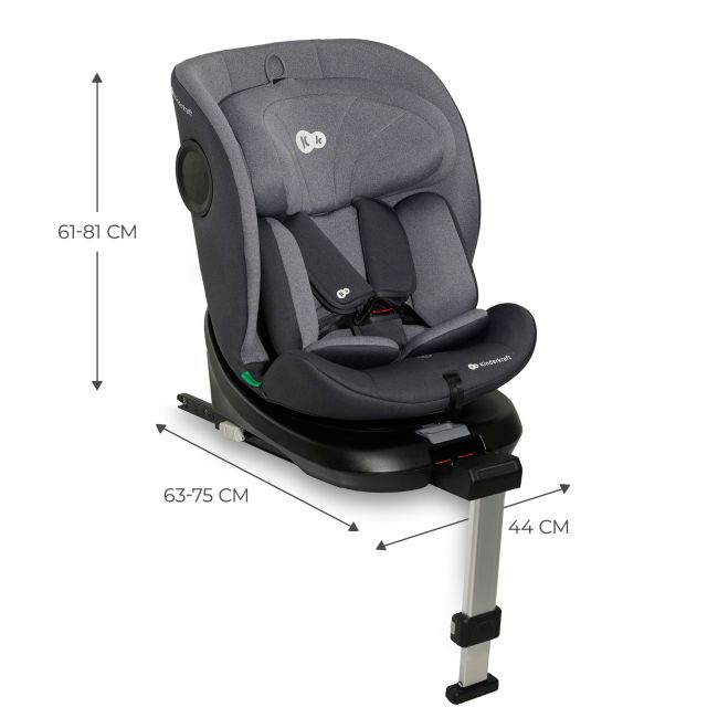 SCAUN AUTO I-SIZE, 40-150 CM, KINDERKRAFT I-360, GREY VIVKCI36000GRY0000
