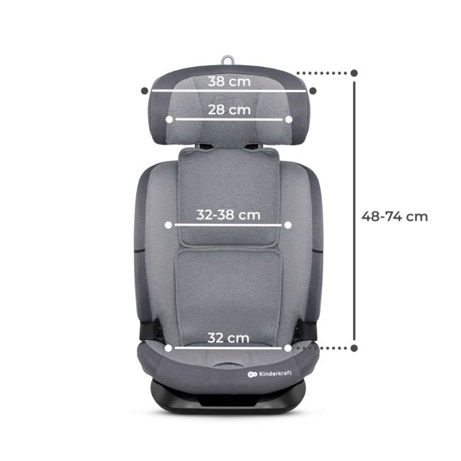 SCAUN AUTO I-SIZE, 76-150 CM, KINDERKRAFT ONETO 3, ISOFIX, COOL GREY VIVKCONE300GRY0000