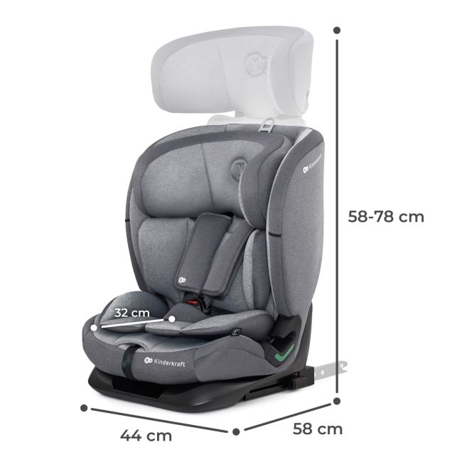SCAUN AUTO I-SIZE, 76-150 CM, KINDERKRAFT ONETO 3, ISOFIX, COOL GREY VIVKCONE300GRY0000