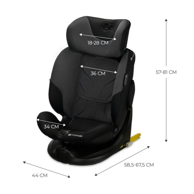 SCAUN AUTO KINDERKRAFT I-FIX, I-SIZE 40-150 CM, GRAPHITE BLACK VIVKCIFIX00BLK0000
