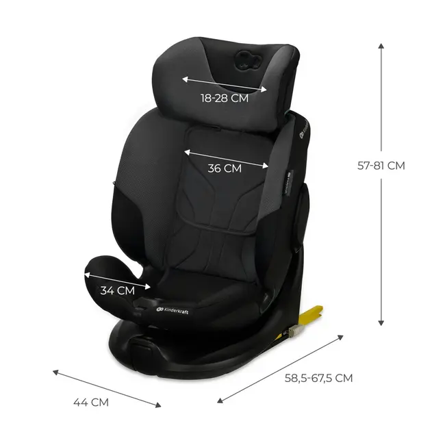 SCAUN AUTO KINDERKRAFT I-FIX, I-SIZE 40-150 CM, GRAPHITE BLACK VIVKCIFIX00BLK0000