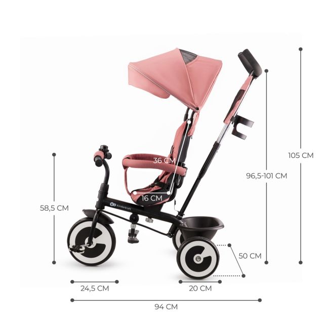 TRICICLETA COPII KINDERKRAFT ASTON, ROSE PINK VIVKRASTO00PNK0000