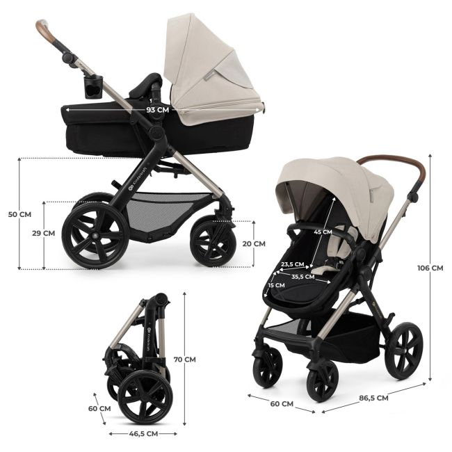 CARUCIOR 3 IN 1 KINDERKRAFT MOOV 2, MOONLIGHT GREY VIVKSMOOV02GRYEV00