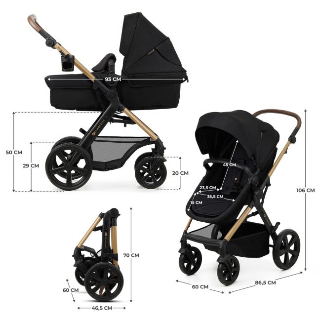 CARUCIOR 3 IN 1 KINDERKRAFT MOOV 2, NEGRU PUR VIVKSMOOV02BLKEV00