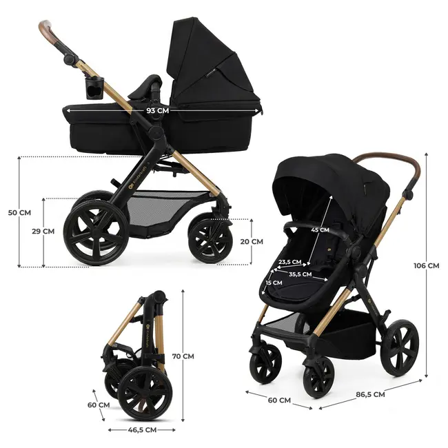 CARUCIOR 3 IN 1 KINDERKRAFT MOOV 2, NEGRU PUR VIVKSMOOV02BLKEV00