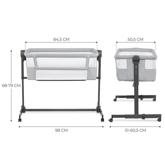 PATUT CO-SLEEPER KINDERKRAFT NESTE UP 2, GRI DESCHIS VIVKLNEUP02LGR0000