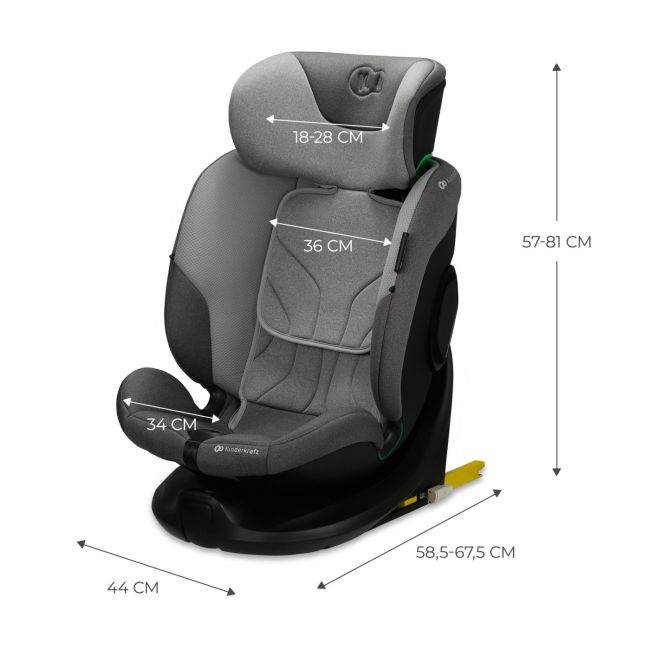 SCAUN AUTO KINDERKRAFT I-FIX, I-SIZE 40-150 CM, COOL GREY VIVKCIFIX00GRY0000