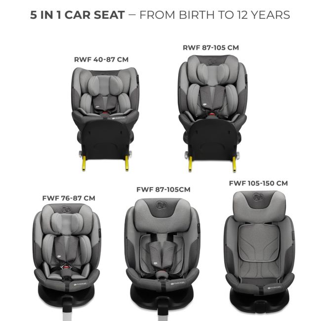 SCAUN AUTO KINDERKRAFT I-FIX, I-SIZE 40-150 CM, COOL GREY VIVKCIFIX00GRY0000