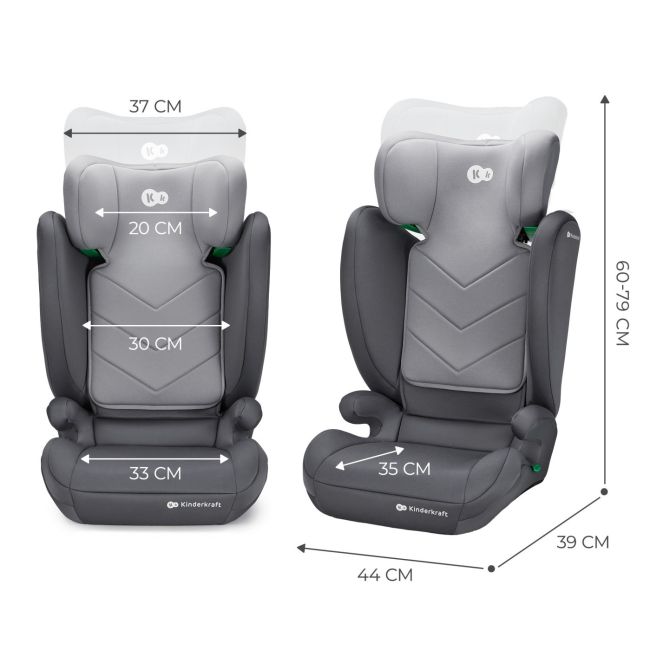 SCAUN AUTO KINDERKRAFT I-SPARK, I-SIZE 100-150 CM, GREY VIVKCISPA00GRY0000