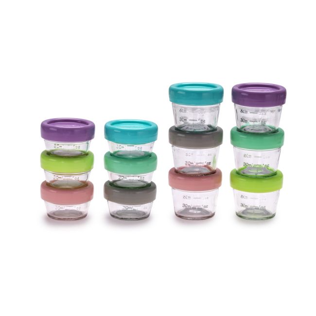 SET 12 RECIPIENT STICLA PENTRU HRANA BEBE, MELII, 6*59 ML + 6*118 ML VIVML16900