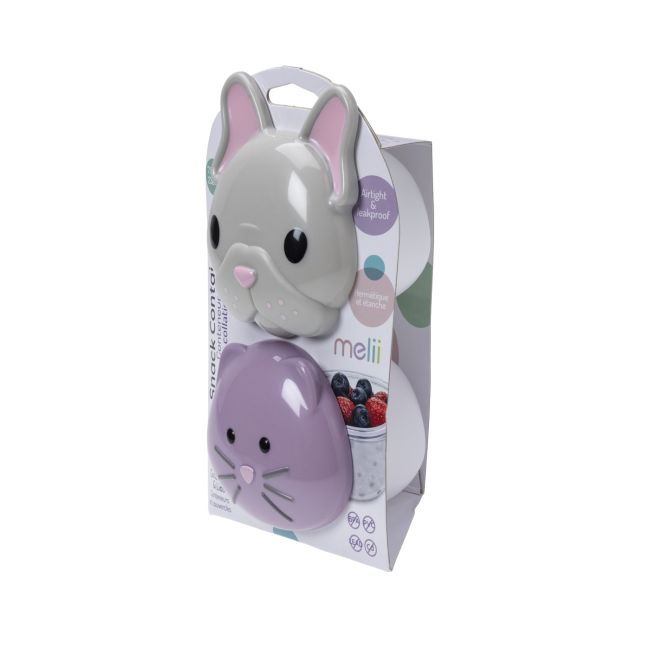 SET 2 RECIPIENTE HRANA BEBE, MELII, MODEL BULLDOG&CAT VIVML14800