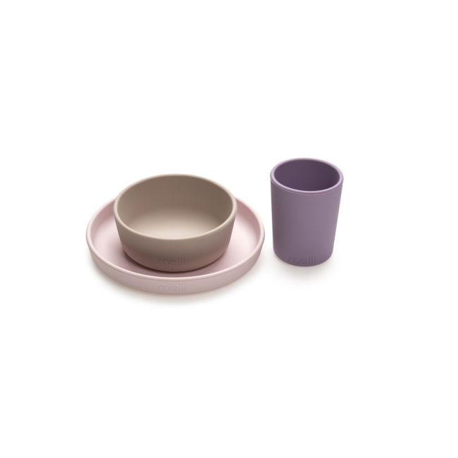 SET 3 RECIPIENTE SILICON HRANA BEBE, MELII, PURPLE&PINK&GREY VIVML13700