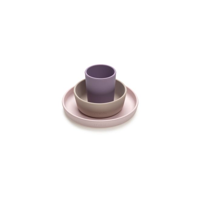 SET 3 RECIPIENTE SILICON HRANA BEBE, MELII, PURPLE&PINK&GREY VIVML13700