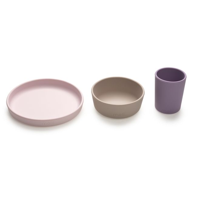 SET 3 RECIPIENTE SILICON HRANA BEBE, MELII, PURPLE&PINK&GREY VIVML13700