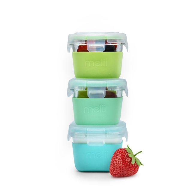SET 3 RECIPIENTE STICLA 3 160ML CU HUSA ANTIDERAPANTA SILICON MELII BLUE MINT LIME VIVML16951