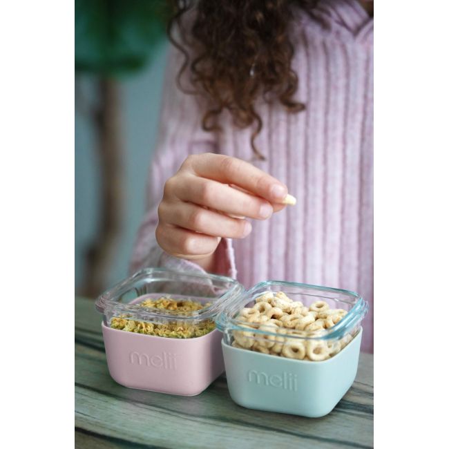 SET 3 RECIPIENTE STICLA 3 160ML CU HUSA ANTIDERAPANTA SILICON MELII ROZ MOV GRI VIVML16950