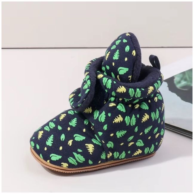 Cizmulite bleumarine cu imprimeu verde si galben ambmb4195-3-ci2