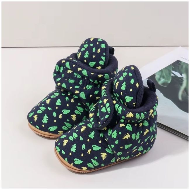 Cizmulite bleumarine cu imprimeu verde si galben ambmb4195-3-ci2