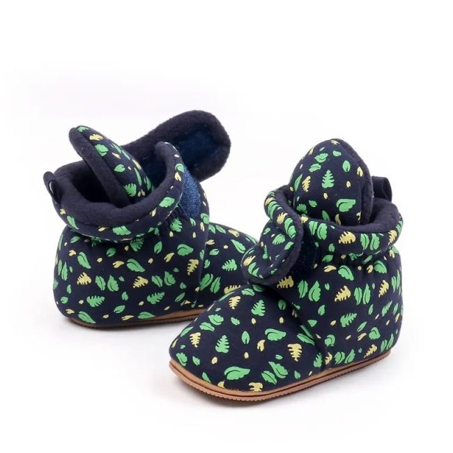 Cizmulite bleumarine cu imprimeu verde si galben ambmb4195-3-ci2