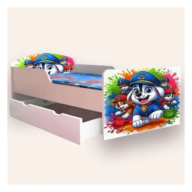 Pat baieti Paw Patrol Varianta 4 Mic 2-8 Ani Cu Sertar Si Saltea Inclusa 140x70 Cmg50494411243860
