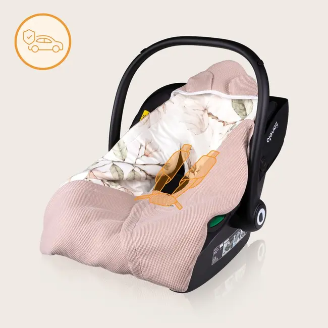 Paturica de infasat, Lionelo, Pentru scoica auto, carucior si landou, Cu multiple utilizari, Cu inchidere arici velcro, Dimensiune 90x90 cm, Din bumbac, TOG 2.5, 12-18 luni, Bej BYNLO-TRAVEL_SWADDLE_BLANKET_BEIGE_MAGNOLIA