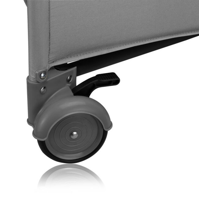Patut pliant, Lionelo, Jasmin Easy Fold, Pana la 15 kg, Usor de pliat, Cu doua nivele, Cu saltea ergonomica T25, Cu intrare laterala cu fermoar, 2 roti cu frana, 120 x 60 cm, Conform cu EN 716, 0-36 luni, Gri BYNLO-JASMIN_EASY_FOLD_GREY_STONE