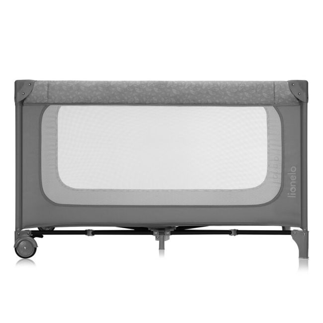 Patut pliant, Lionelo, Jasmin Easy Fold, Pana la 15 kg, Usor de pliat, Cu doua nivele, Cu saltea ergonomica T25, Cu intrare laterala cu fermoar, 2 roti cu frana, 120 x 60 cm, Conform cu EN 716, 0-36 luni, Gri BYNLO-JASMIN_EASY_FOLD_GREY_STONE