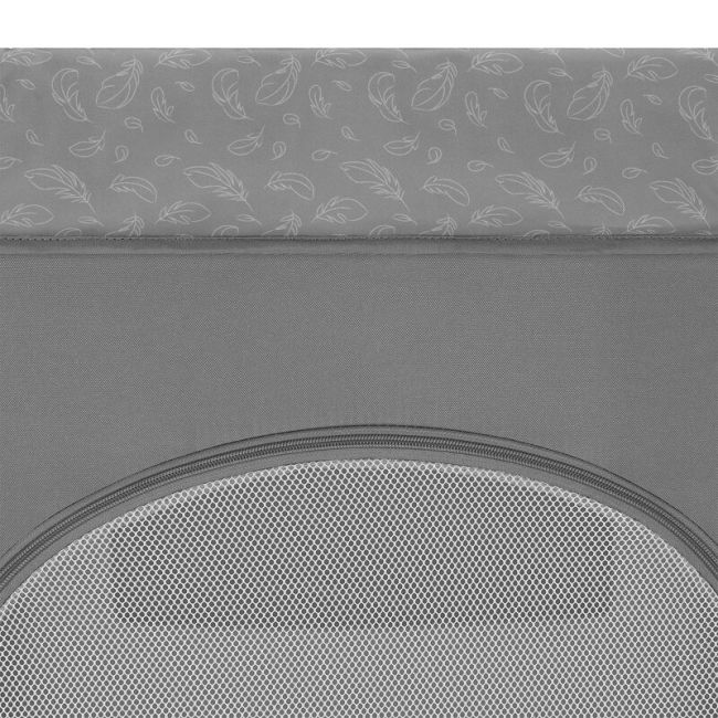 Patut pliant, Lionelo, Jasmin Easy Fold, Pana la 15 kg, Usor de pliat, Cu doua nivele, Cu saltea ergonomica T25, Cu intrare laterala cu fermoar, 2 roti cu frana, 120 x 60 cm, Conform cu EN 716, 0-36 luni, Gri BYNLO-JASMIN_EASY_FOLD_GREY_STONE