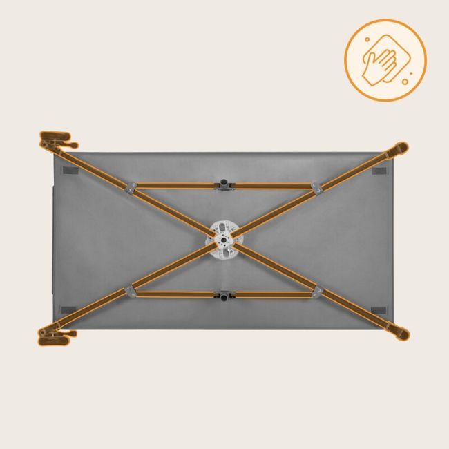 Patut pliant, Lionelo, Jasmin Easy Fold, Pana la 15 kg, Usor de pliat, Cu doua nivele, Cu saltea ergonomica T25, Cu intrare laterala cu fermoar, 2 roti cu frana, 120 x 60 cm, Conform cu EN 716, 0-36 luni, Gri BYNLO-JASMIN_EASY_FOLD_GREY_STONE