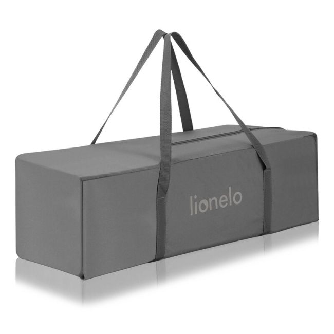Patut pliant, Lionelo, Jasmin Easy Fold, Pana la 15 kg, Usor de pliat, Cu doua nivele, Cu saltea ergonomica T25, Cu intrare laterala cu fermoar, 2 roti cu frana, 120 x 60 cm, Conform cu EN 716, 0-36 luni, Gri BYNLO-JASMIN_EASY_FOLD_GREY_STONE