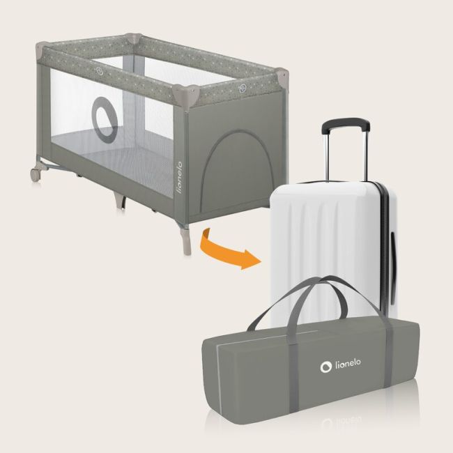 Patut pliant, Lionelo, Stefi, Cu un nivel, Cu intrare laterala cu fermoar, 2 roti, 120x60 cm, Conform cu standardul european de securitate EN 716, Bej BYNLO-STEFI_BEIGE_SAND
