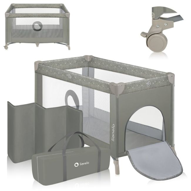 Patut pliant, Lionelo, Stefi, Cu un nivel, Cu intrare laterala cu fermoar, 2 roti, 120x60 cm, Conform cu standardul european de securitate EN 716, Bej BYNLO-STEFI_BEIGE_SAND