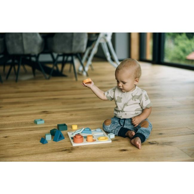 Puzzle copii, Free2Play, Din lemn, Cu sortare forme, Incurajeaza imaginatia, Dezvolta abilitatile motorii fine si coordonarea ochi-mana, 22,2x22,2x4,2 cm, 12 luni+, Multcolor BYN85109