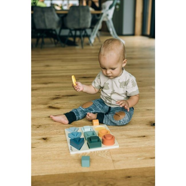 Puzzle copii, Free2Play, Din lemn, Cu sortare forme, Incurajeaza imaginatia, Dezvolta abilitatile motorii fine si coordonarea ochi-mana, 22,2x22,2x4,2 cm, 12 luni+, Multcolor BYN85109