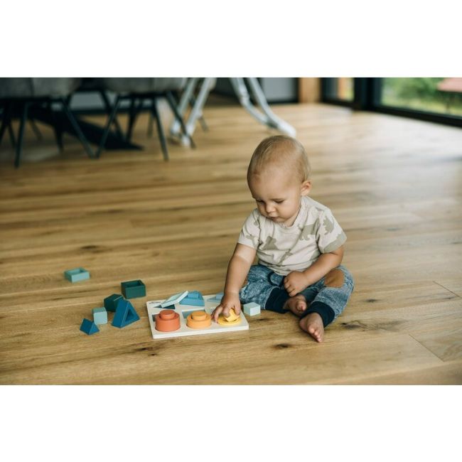 Puzzle copii, Free2Play, Din lemn, Cu sortare forme, Incurajeaza imaginatia, Dezvolta abilitatile motorii fine si coordonarea ochi-mana, 22,2x22,2x4,2 cm, 12 luni+, Multcolor BYN85109