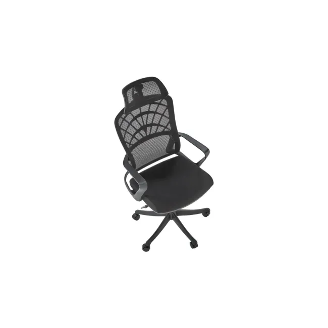 Scaun birou egonomic hm vesuvio, mesh, mecanism balans, baza polipropilena, suport lombar, tetiera ajustabila,120 kg, negru drm10386