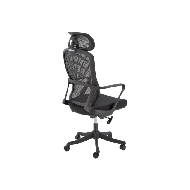 Scaun birou egonomic hm vesuvio, mesh, mecanism balans, baza polipropilena, suport lombar, tetiera ajustabila,120 kg, negru drm10386