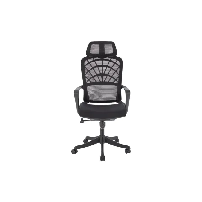 Scaun birou egonomic hm vesuvio, mesh, mecanism balans, baza polipropilena, suport lombar, tetiera ajustabila,120 kg, negru drm10386