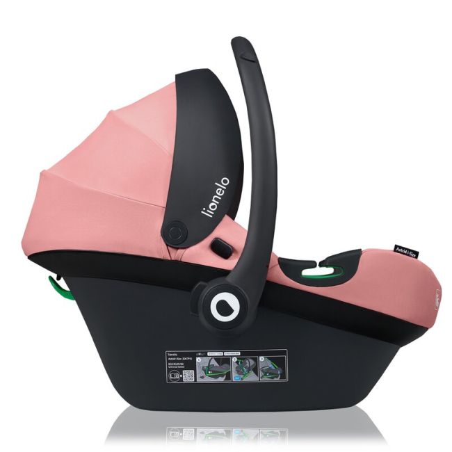 Scoica auto, Lionelo, i-Size Astrid, Include baza Isofix, 0-13 Kg, 40-87 cm, Cu maner si capotina reglabile, Cu protectie laterala avansata, Salteluta confortabila, Testat ADAC, Conform cu R129, Roz BYNLO-ASTRID_I-SIZE_PINK_CORAL+BASE_BLACK