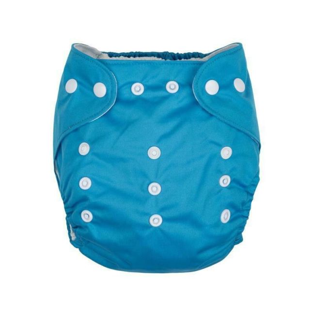 Scutec reutilizabil, Petite&Mars, Universabil, Cleme reglabile pentru a se potrivi cresterii copilului, Moale si delicat, Pentru greutate 3-15 kg, Reduce riscul de iritatie, 0 luni+, Blue BYN935907