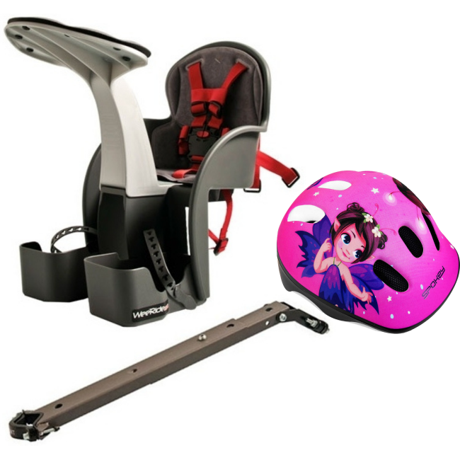 Set Scaun bicicleta copii, Pozitie montare Centru, 15 Kg si Casca Protectie XS 44-48 Fairy Tail WeeRide WR01SKFT BBJWR01SKFT_Gri