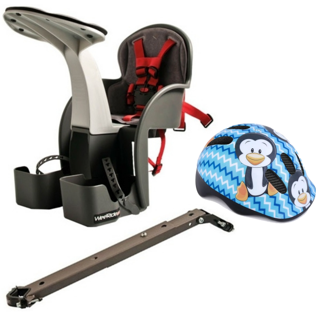 Set Scaun bicicleta copii, Pozitie montare Centru, 15 Kg si Casca Protectie XS 44-48 Penguin WeeRide WR01SKPG BBJWR01SKPG_Gri