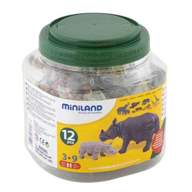 Animale salbatice cu puii set de 12 figurine - miniland ml25137
