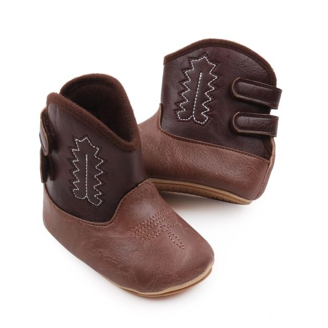 Cizmulite pentru bebelusi, maro, stil cowboy, cu talpa flexibila chbjz3166-ci6