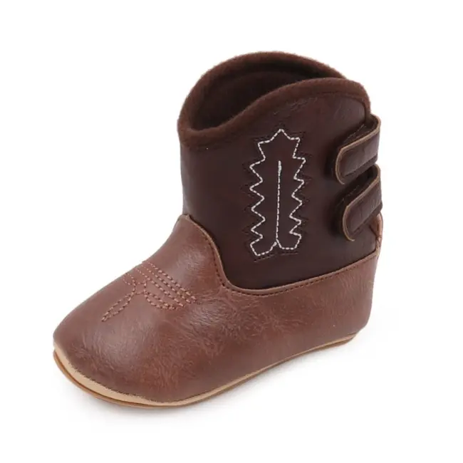 Cizmulite pentru bebelusi, maro, stil cowboy, cu talpa flexibila chbjz3166-ci6