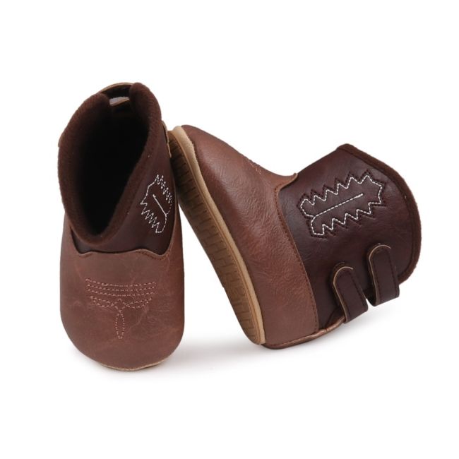 Cizmulite pentru bebelusi, maro, stil cowboy, cu talpa flexibila chbjz3166-ci6