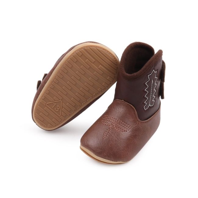 Cizmulite pentru bebelusi, maro, stil cowboy, cu talpa flexibila chbjz3166-ci6