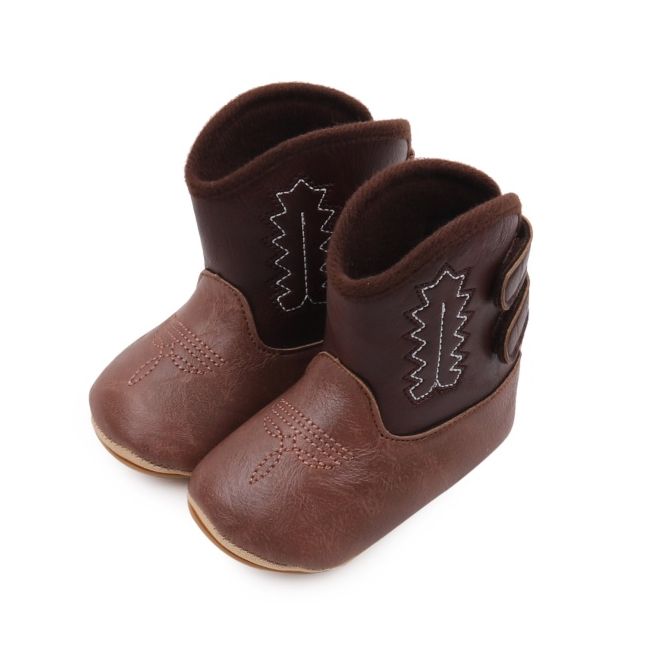 Cizmulite pentru bebelusi, maro, stil cowboy, cu talpa flexibila chbjz3166-ci6