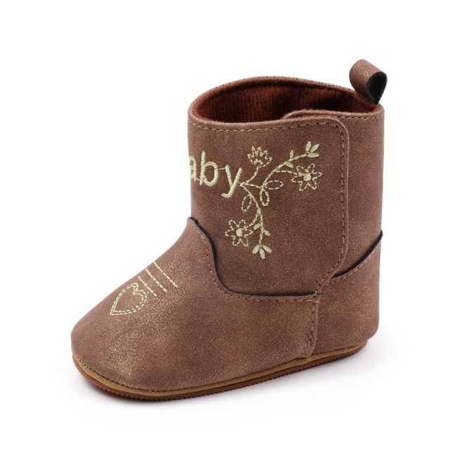 Cizmulite pentru bebelusi, maro, stil western, cu talpa flexibila chbhx3125-1-ci6
