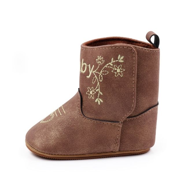 Cizmulite pentru bebelusi, maro, stil western, cu talpa flexibila chbhx3125-1-ci6